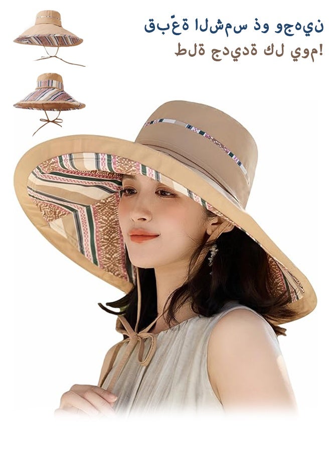 Sweet Life Wide Brim Women Summer Sun Floppy Hat Beach Bucket Fishing Hats Reversible Packable Outdoor UV Protection - Image 1