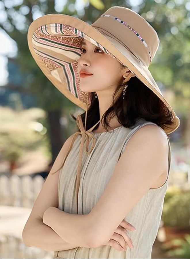 Sweet Life Wide Brim Women Summer Sun Floppy Hat Beach Bucket Fishing Hats Reversible Packable Outdoor UV Protection - Image 5