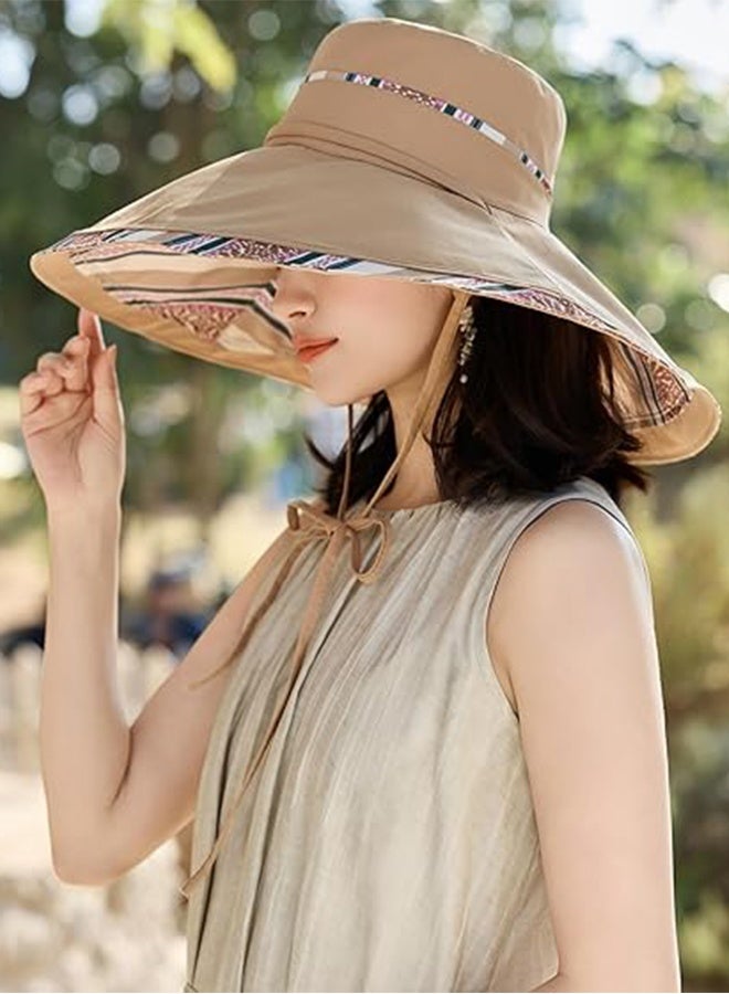 Sweet Life Wide Brim Women Summer Sun Floppy Hat Beach Bucket Fishing Hats Reversible Packable Outdoor UV Protection - Image 4