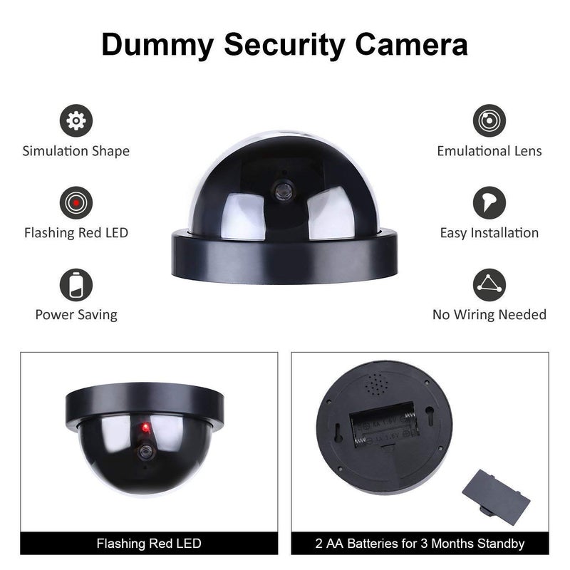 Cpixen Wireless Dummy Security CCTV Fake Dome Camera with Blinking red LED Light for Home or Office Security (2 PCS) - Image 2