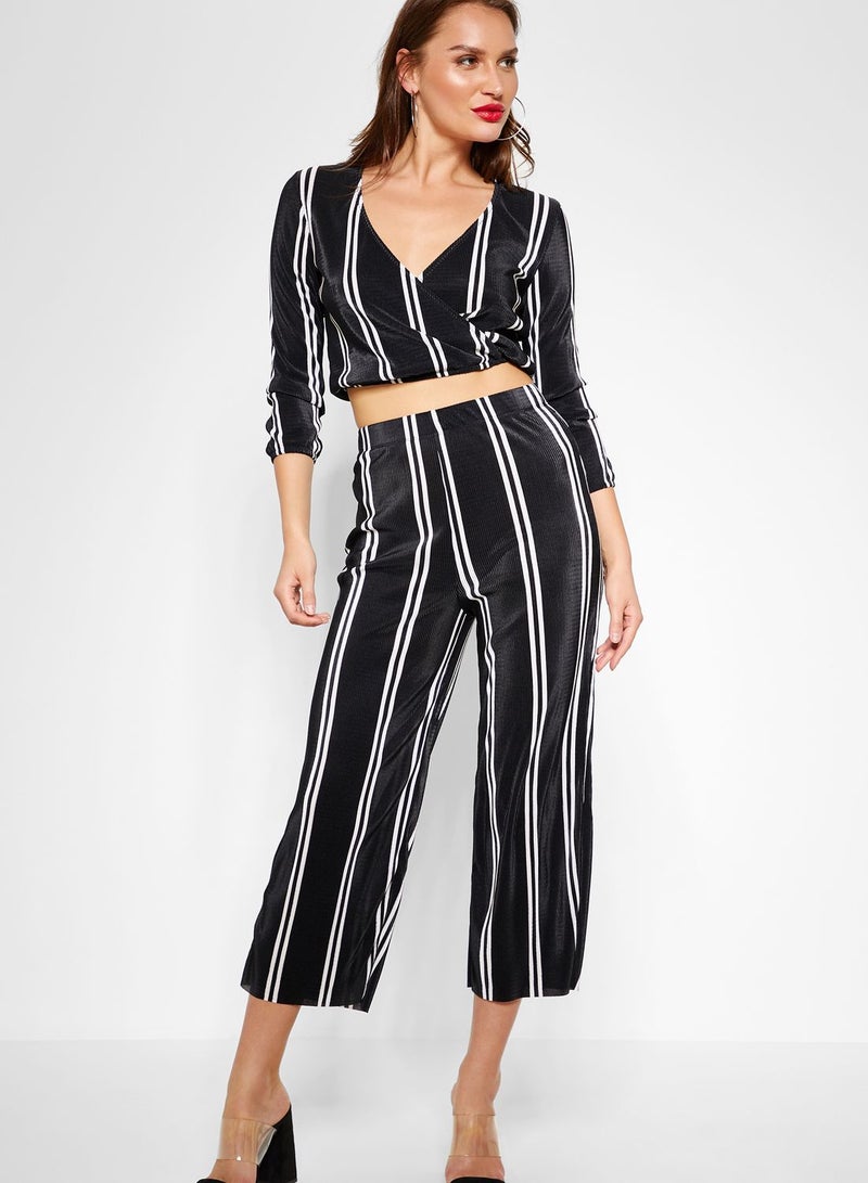 Miss Selfridge Striped Plisse Pants - Image 1