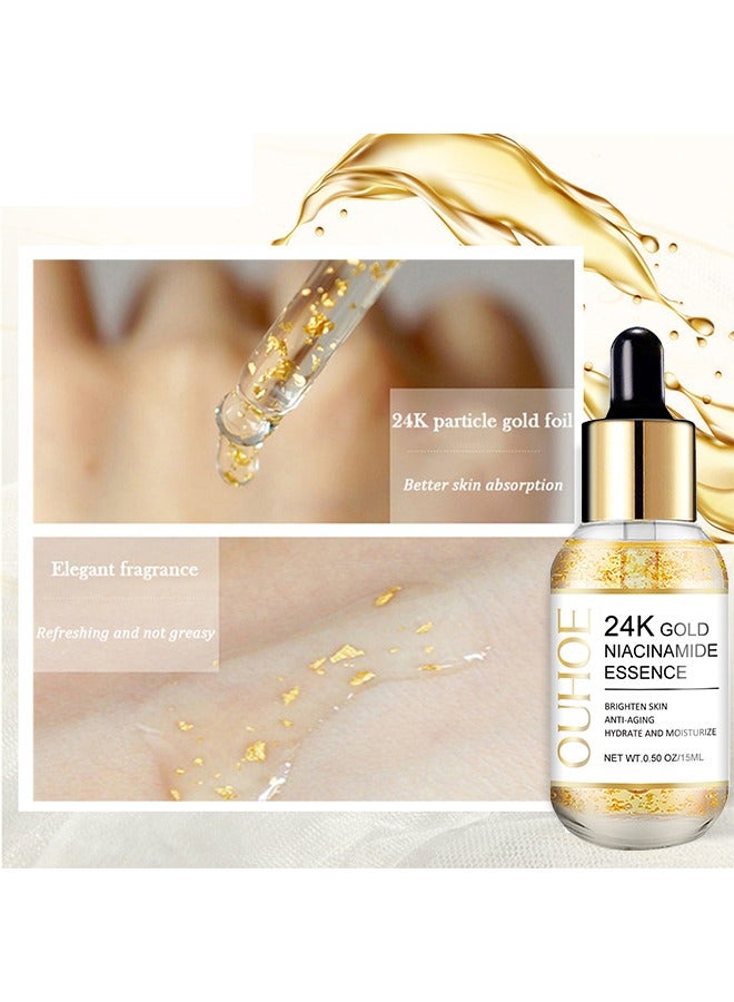 OUHOE 24k Gold Niacinamide Essence -Whitening,Anti Wrinkles & Anti Aging with Serums,Help Fade Spots  (15ml)  - Image 4