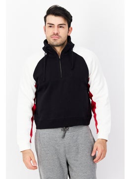 French Connection Men Hooded Colorblock Full Zip Sweatshirt, Black  - Image 1
