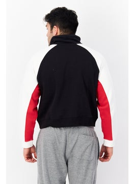 French Connection Men Hooded Colorblock Full Zip Sweatshirt, Black  - Image 2