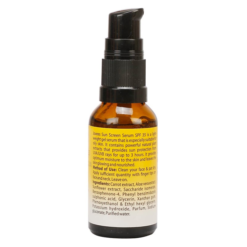 Jovees Herbal Sunscreen Face Serum SPF 35 with Aloe Vera Carrot and Sunflower Extract Advanced Light Weight Gel Based Formula For Sun Protection 30ml For Oily Acne Prone Skin - Image 2
