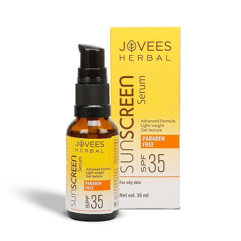 Jovees Herbal Sunscreen Face Serum SPF 35 with Aloe Vera Carrot and Sunflower Extract Advanced Light Weight Gel Based Formula For Sun Protection 30ml For Oily Acne Prone Skin - Image 1