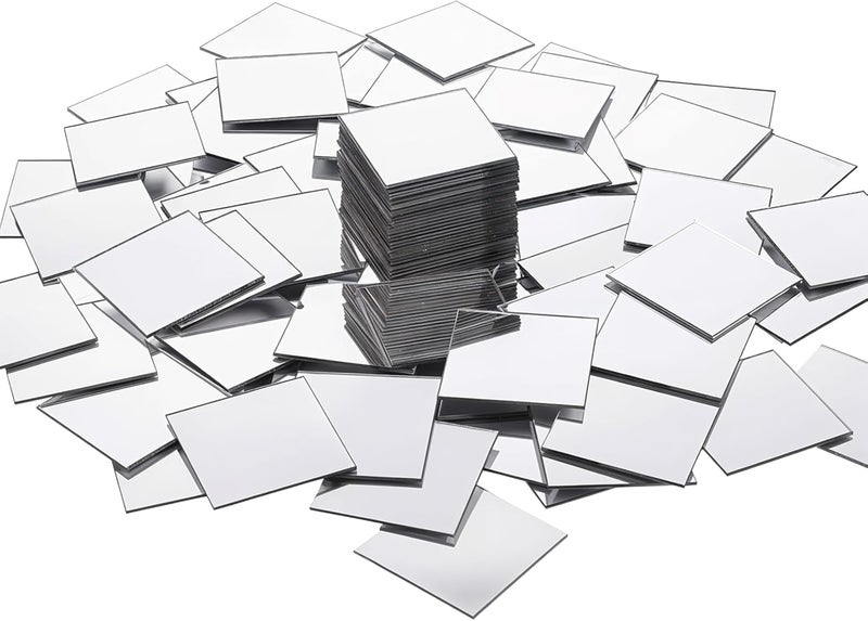 CLITHS 100 Pcs Square Mirror Adhesive Acrylic Mini Craft Mirrors, Small Mosaic Mirror Set for DIY Crafts, Scrapbooking & Home Wall Decor (1 Inch) - Image 1