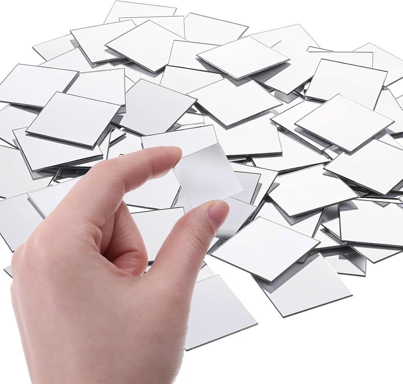 CLITHS 100 Pcs Square Mirror Adhesive Acrylic Mini Craft Mirrors, Small Mosaic Mirror Set for DIY Crafts, Scrapbooking & Home Wall Decor (1 Inch) - Image 3
