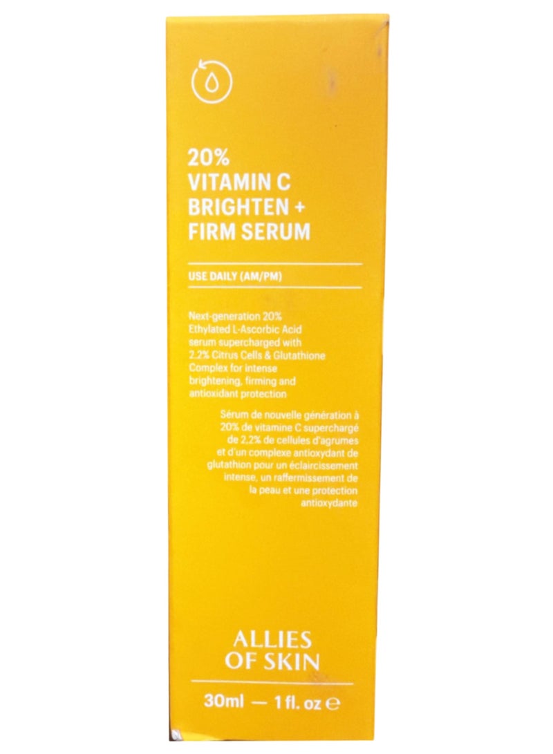 Allies of Skin 20% Vitamin C Brighten + Firm Serum, 30mL - Image 1