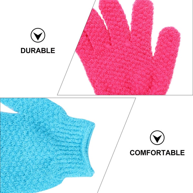 Exfoliating Gloves Set Of 4 Dual Color Blue Green Rose Red Body Scrubber For Shower Spa - Image 4