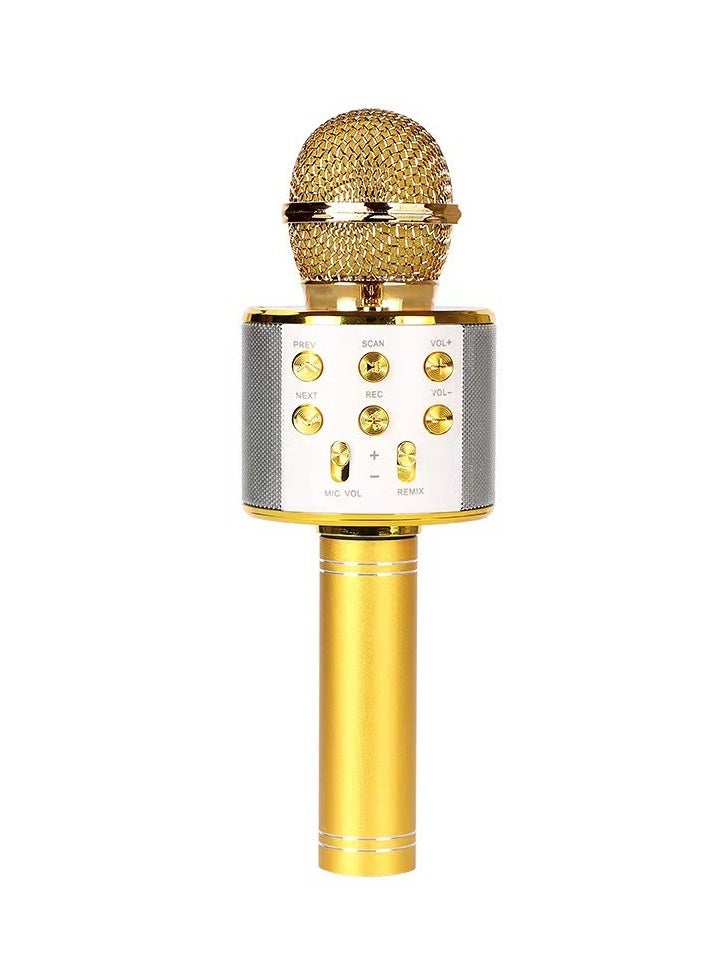 Generic - Wireless Microphone for Singing, Bluetooth Karaoke Microphone Mic Speaker for Adult Kids Singing (Gold) - Image 1