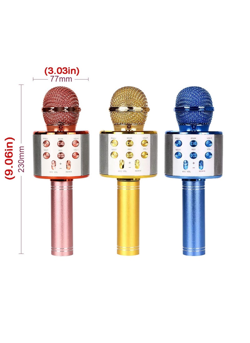 Generic - Wireless Microphone for Singing, Bluetooth Karaoke Microphone Mic Speaker for Adult Kids Singing (Gold) - Image 1