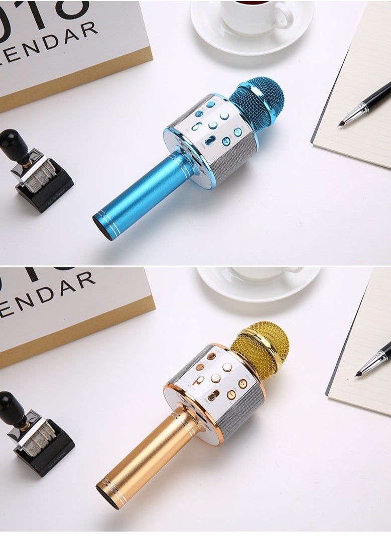 Generic - Wireless Microphone for Singing, Bluetooth Karaoke Microphone Mic Speaker for Adult Kids Singing (Gold) - Image 1