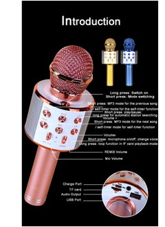 Generic Wireless Microphone for Singing, Bluetooth Karaoke Microphone Mic Speaker for Adult Kids Singing (Gold)  - Image 2