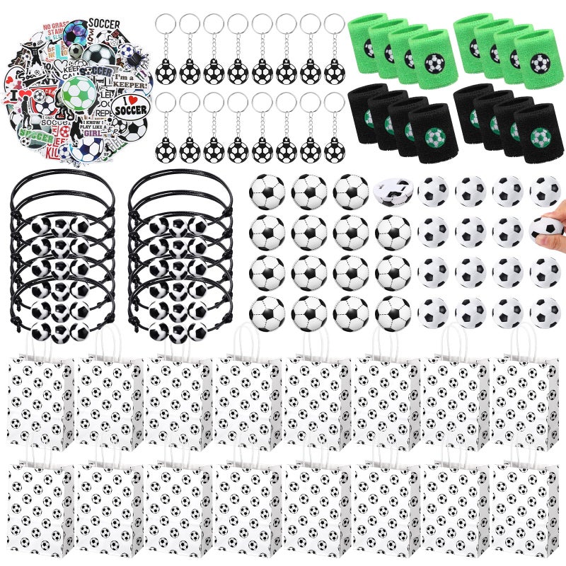 Aoriher 162 Pcs Soccer Party Favors, Soccer Party Gift Goodie Bag Fillers Foam Soccer Balls Tattoo Stickers Keychains Sticker Charm Bracelets Sport Wristband Pull Back Cars for Boy Girl Party Supplies - Image 1