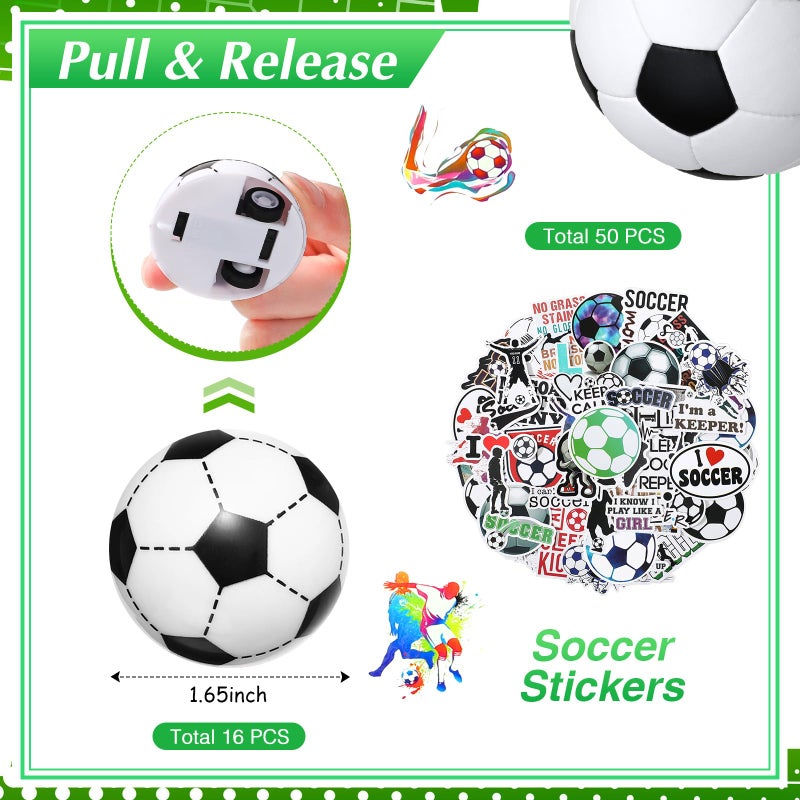 Aoriher 162 Pcs Soccer Party Favors, Soccer Party Gift Goodie Bag Fillers Foam Soccer Balls Tattoo Stickers Keychains Sticker Charm Bracelets Sport Wristband Pull Back Cars for Boy Girl Party Supplies - Image 4