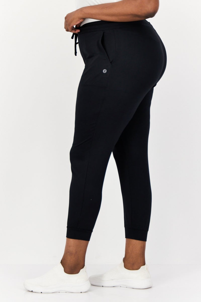 SKECHERS سروال رياضي نسائي بملاءمة شعار العلامة التجارية، أسود - Image 4