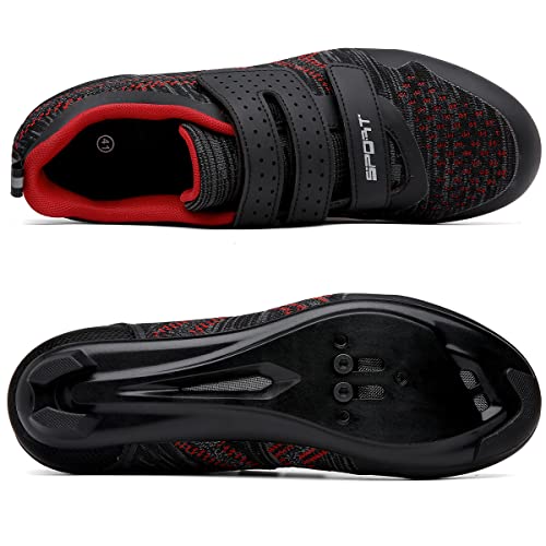 ULTIANT Unisex Cycling Shoes Compatible with Peloton Indoor Riding Road Bicycle with Delta Cleats Outdoor Pedal Bike Shoes(Black_Red,40) - Image 3