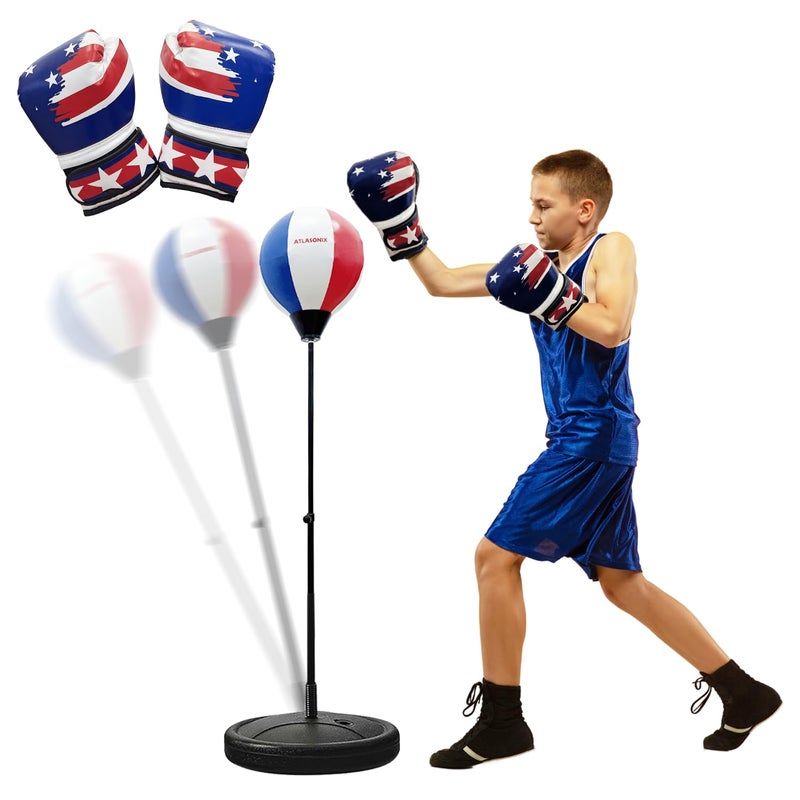 Atlasonix Punching Bag for Kids 8-12 | Kids Punching Bag with Gloves, Boxing Set with Gloves - Fun Karate Ninja Games - Birthday for Boys & Girls - Indoor Outdoor Boxing Equipment - Image 5