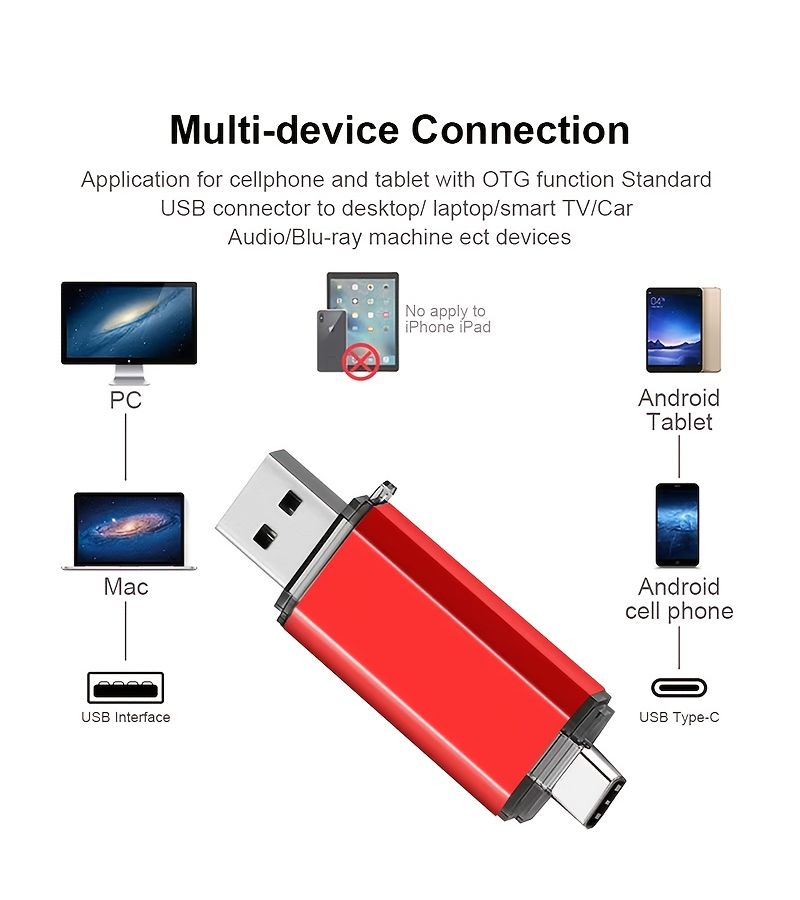 Custom Name Silvery Type C USB Flash Drive OTG 2 In 1 USB 2.0 Pen Drive 128MB - Image 3