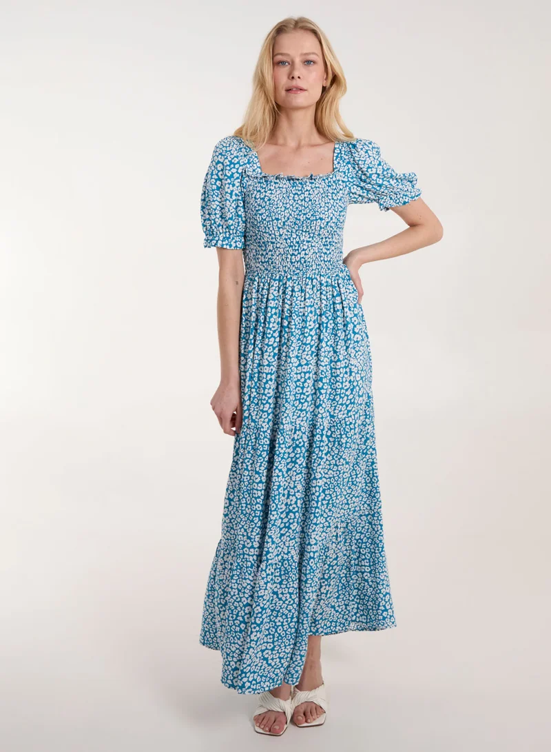 Blue Vanilla Milkmaid Square Neck Short Puff Sleeve Maxi Dress for Women |  Best Price KSA