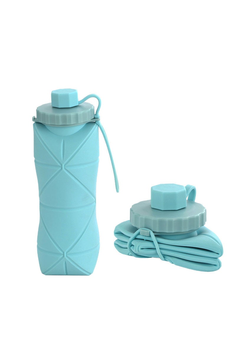 كوب ماء قابل للطي من السيليكون الأزرق الجديد والمبتكر، مناسب للاستخدام الخارجي، محمول وقابل للتوسيع، مثالي للرياضة.