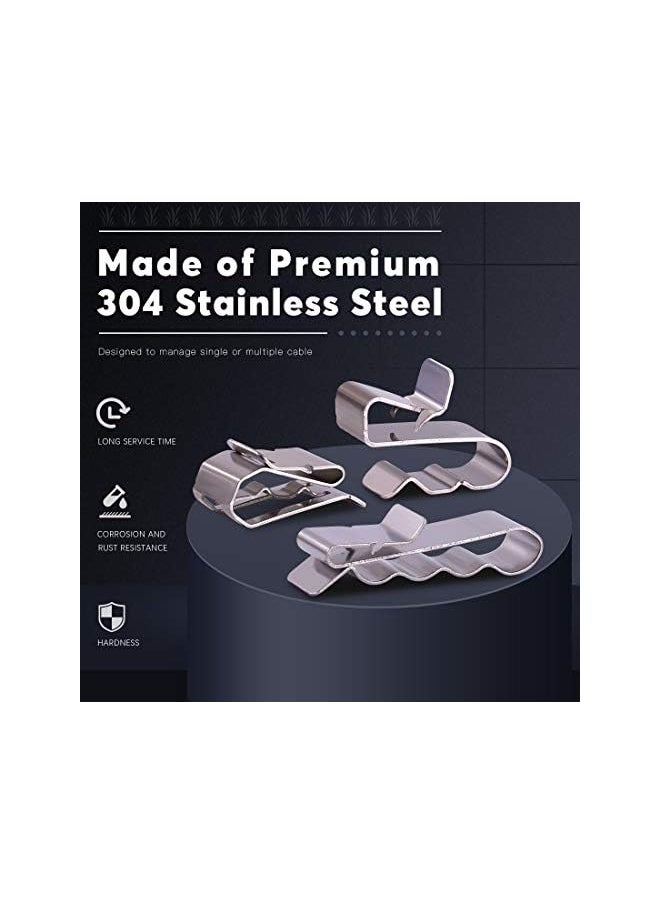 Rustark Rustark 60 Pieces Stainless Steel Cable Clips kit with 34 mm 23mm 14mm Wiring Frame Clip PV Module Wire Management for Solar Application Trailer Boat Auto  - Image 3