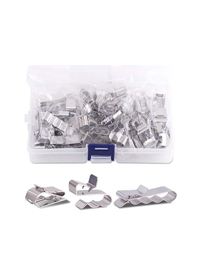 Rustark Rustark 60 Pieces Stainless Steel Cable Clips kit with 34 mm 23mm 14mm Wiring Frame Clip PV Module Wire Management for Solar Application Trailer Boat Auto  - Image 1