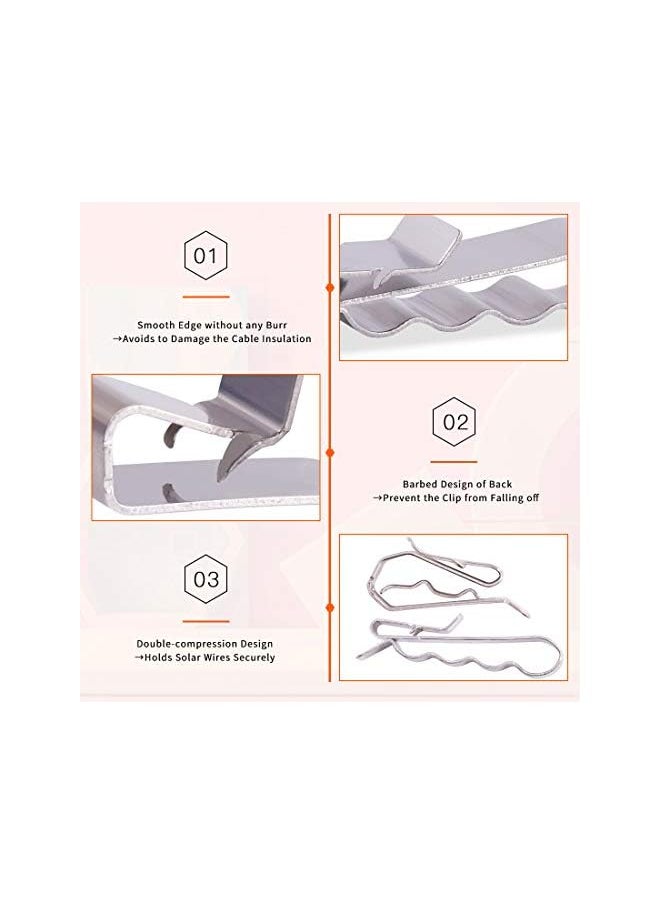 Rustark Rustark 60 Pieces Stainless Steel Cable Clips kit with 34 mm 23mm 14mm Wiring Frame Clip PV Module Wire Management for Solar Application Trailer Boat Auto  - Image 4