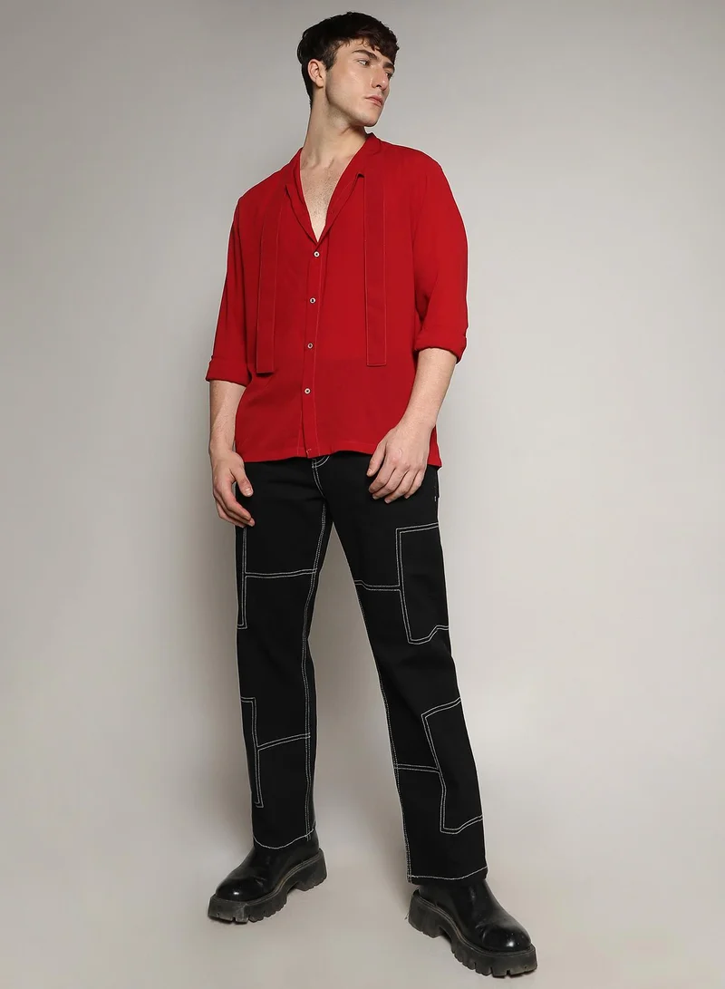 Campus Sutra Slash Collar Shirt
