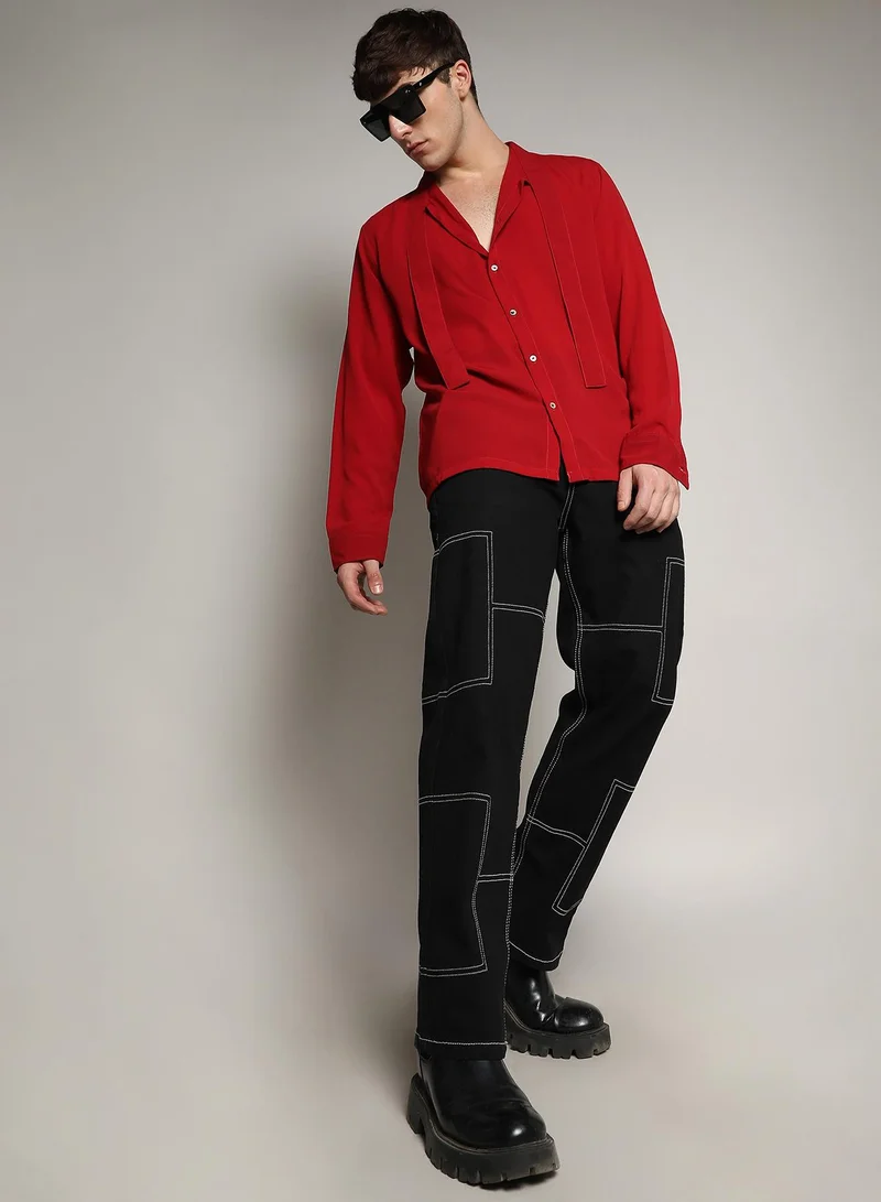 Campus Sutra Slash Collar Shirt