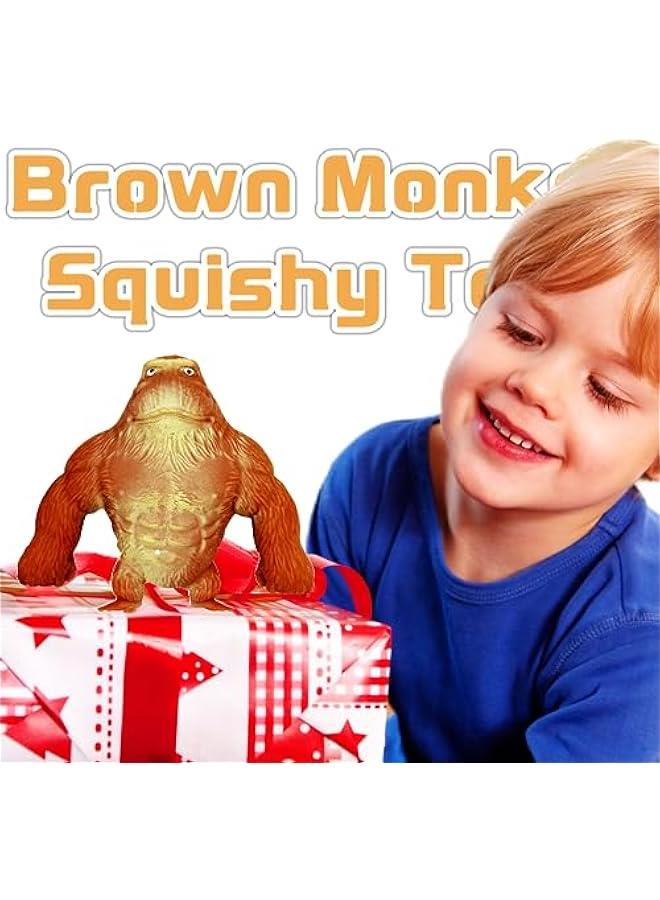 Squishy Monkey Toy Stretchy Monkey Squishies Stress Balls for Kids (1-Pack) Squishy Fidget Toys Monkey Splat Toy Stress Relief Toy Autism Sensory Toys for Autistic Children Party Favors (Brown)  - Image 5