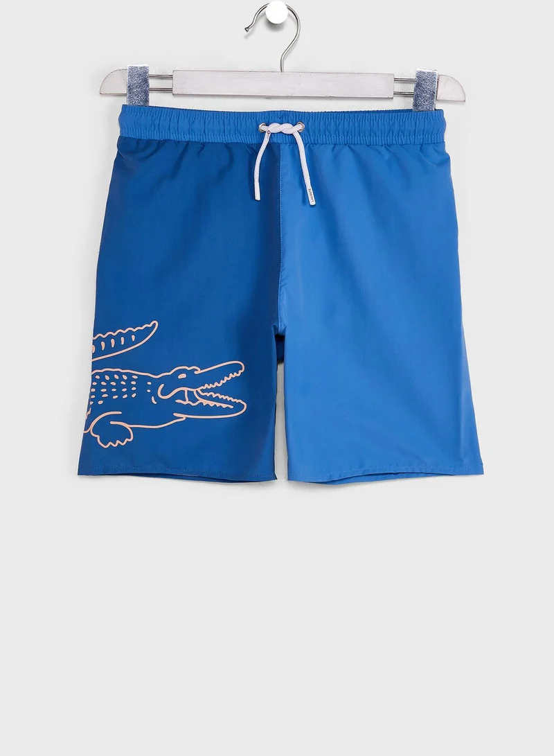 LACOSTE Kids Graphic Swim Trunks