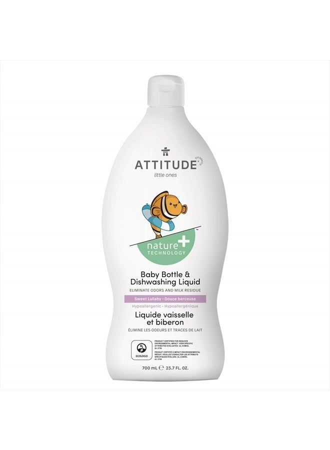 Attitude Baby Dish Soap and Bottle Cleaner, EWG Verified Dishwashing Liquid, No Added Dyes or Fragrances, Tough on Milk Residue and Grease, Vegan, Sweet Lullaby, 23.7 Fl Oz - Image 1