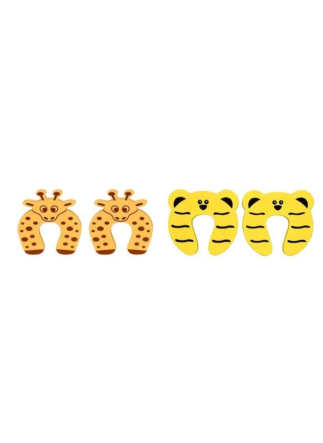 The Little Lookers 4 Pc Multipurpose Finger Door Closet Protector Safety Finger Pinch Guard Stopper Accidental Door Lock Protection For Kids Babies Children (Giraffe & Tiger Pack Of 4)  - Image 2