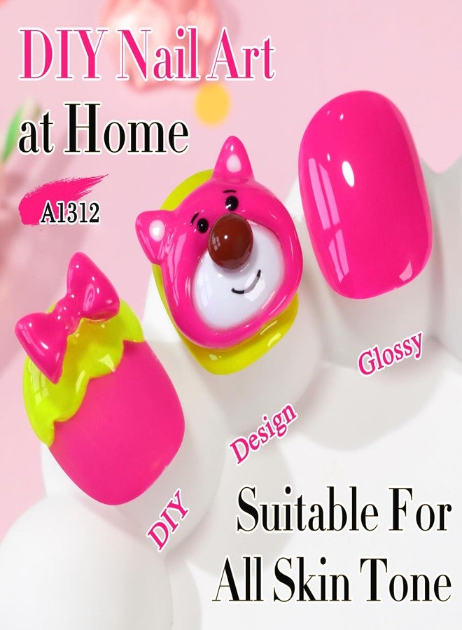 دابل ريذم طلاء أظافر جل مزدوج الإيقاع 0.50 أونصة، نفس اللون، نفس الزجاجة، ذهبي مستدير، خالي من الهيما، محايد، طبيعي، حليبي، 15 مل، طلاء أظافر جيلي مقاوم للأشعة فوق البنفسجية، فن اصنعه بنفسك في المنزل (وردي ساخن - C1312) - Image 3