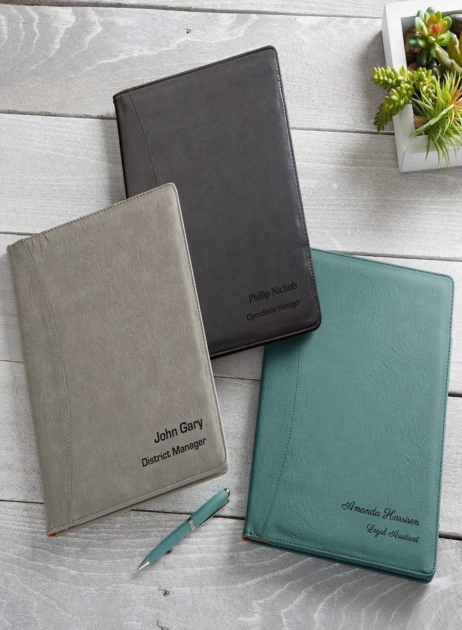 Personalization Universe Signature Series Personalized Full Pad Portfolio - Custom Faux Leather with Notepad, Business Card Slots, and Pen Loop - Ideal for Business, Personal Use, Padfolio - Image 4
