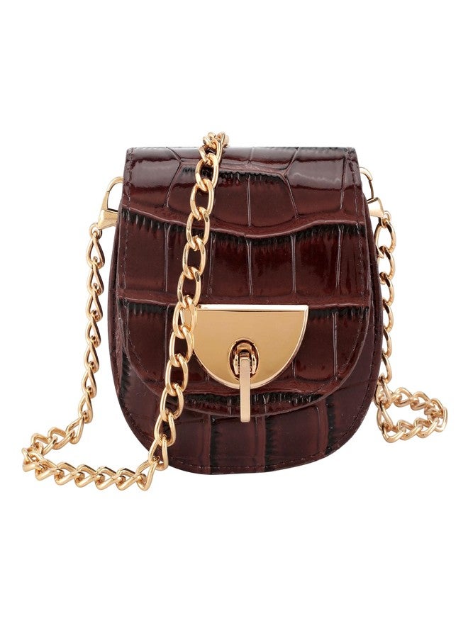 Ayliss Women Fanny Waist Bag Small Fanny Pack Mini Belt Purse Bag PU Leather Crossbody Sling Bag Pouch Fashion Chain Bag, Brown, XX-Small - Image 3