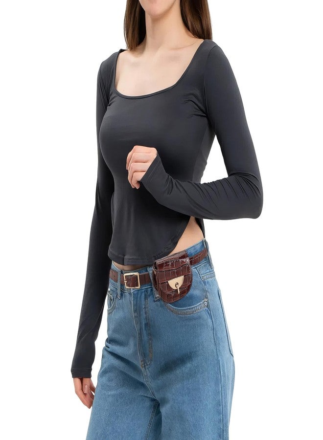 Ayliss Women Fanny Waist Bag Small Fanny Pack Mini Belt Purse Bag PU Leather Crossbody Sling Bag Pouch Fashion Chain Bag, Brown, XX-Small - Image 5