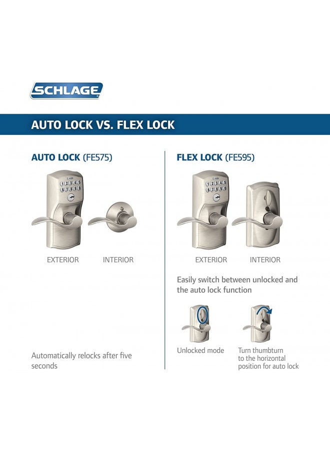 SCHLAGE SCHLAGE FE575 PLY 626 ELA Plymouth Keypad Entry with Auto-Lock and Elan Levers, Brushed Chrome  - Image 3