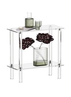 ShebSheb Clear Acrylic Narrow Console Table,2 Tiers Bed Side Table,Narrow Side Table for Bedroom, Bathroom, Living Room, Foyer 40x20x50 cm  - Image 1