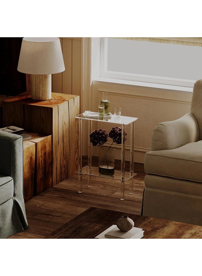 ShebSheb Clear Acrylic Narrow Console Table,2 Tiers Bed Side Table,Narrow Side Table for Bedroom, Bathroom, Living Room, Foyer 40x20x50 cm  - Image 3