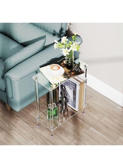 ShebSheb Clear Acrylic Narrow Console Table,2 Tiers Bed Side Table,Narrow Side Table for Bedroom, Bathroom, Living Room, Foyer 40x20x50 cm  - Image 4