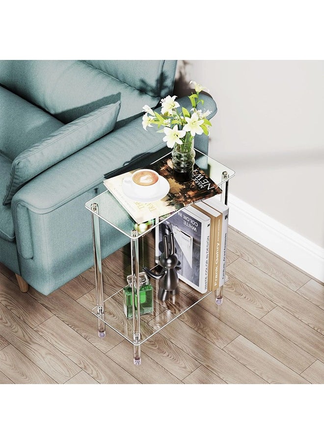 ShebSheb Clear Acrylic Narrow Console Table,2 Tiers Bed Side Table,Narrow Side Table for Bedroom, Bathroom, Living Room, Foyer 40x20x50 cm  - Image 4