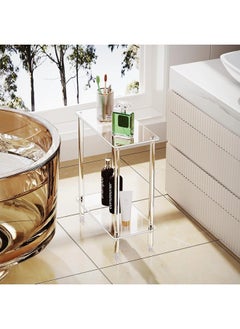 ShebSheb Clear Acrylic Narrow Console Table,2 Tiers Bed Side Table,Narrow Side Table for Bedroom, Bathroom, Living Room, Foyer 40x20x50 cm  - Image 5