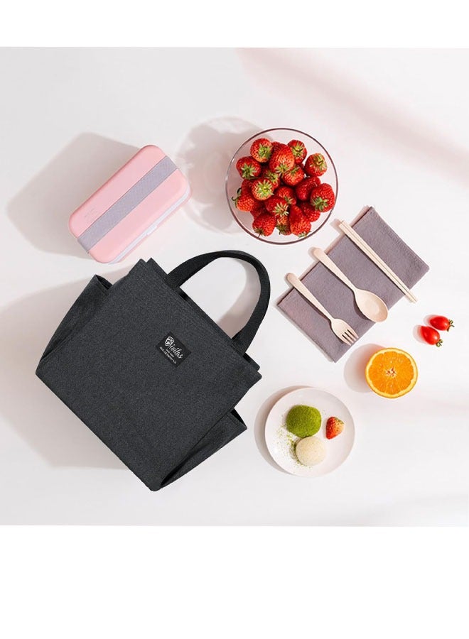 حقيبة طعام، حقيبة صندوق طعام، رجال، نساء، حقيبة طعام معزولة قابلة لإعادة الاستخدام كيس مبرد حراري مقاوم للتسرب كيس طعام حقائب يد عمل مكتب مدرسة سفر (أسود) - Image 3