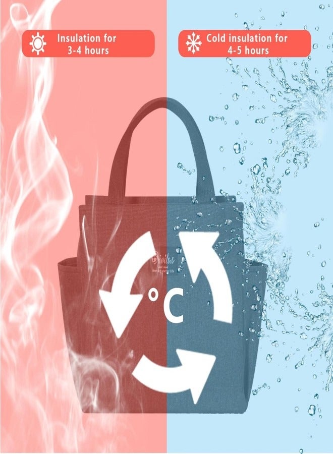 حقيبة طعام، حقيبة صندوق طعام، رجال، نساء، حقيبة طعام معزولة قابلة لإعادة الاستخدام كيس مبرد حراري مقاوم للتسرب كيس طعام حقائب يد عمل مكتب مدرسة سفر (أسود) - Image 5