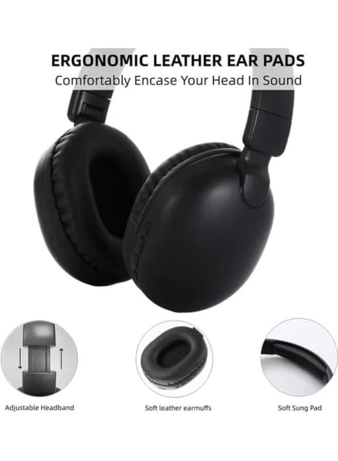 DENX Wireless Bluetooth Headphones, Foldable Over-Ear Stereo Headset with Mic for Phone Call, Comfortable Cushioned Earcups, Bluetooth 5.1, Compatible with Phones, Tablets, Laptops, DX649 (Black) - Image 3