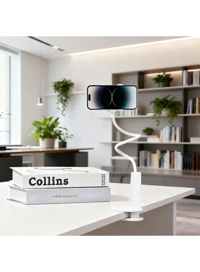 White 360 Degree Rotating Adjustable Phone Holder For Bedside Hands Free Viewing - Image 1