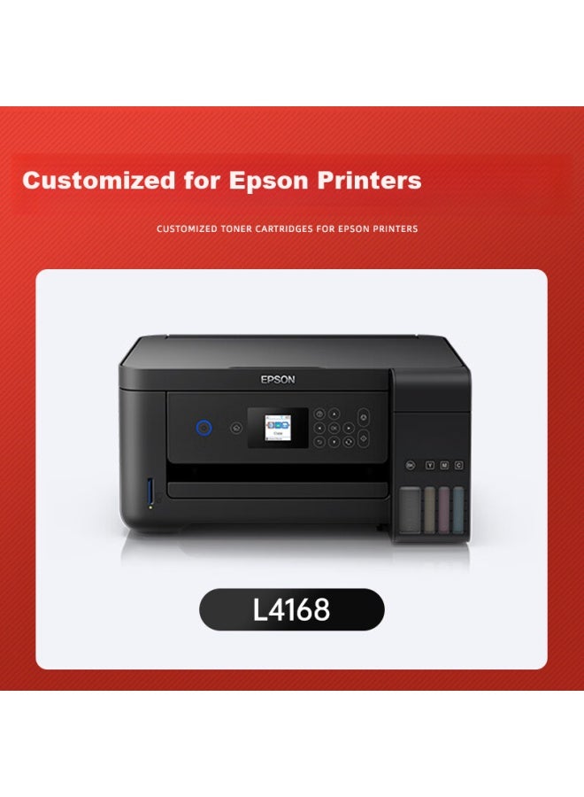 Huiwei Compatible With Epson L4168 Ink, Epson Continuous Ink System Color Ink Cartridge For Home And Office Printers L4158 4166 4160, 002 Ink, Four-color Set - Image 1